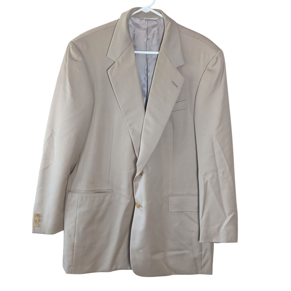 Hickey Freeman 100% Wool Cream Suit Jacket Size 44L